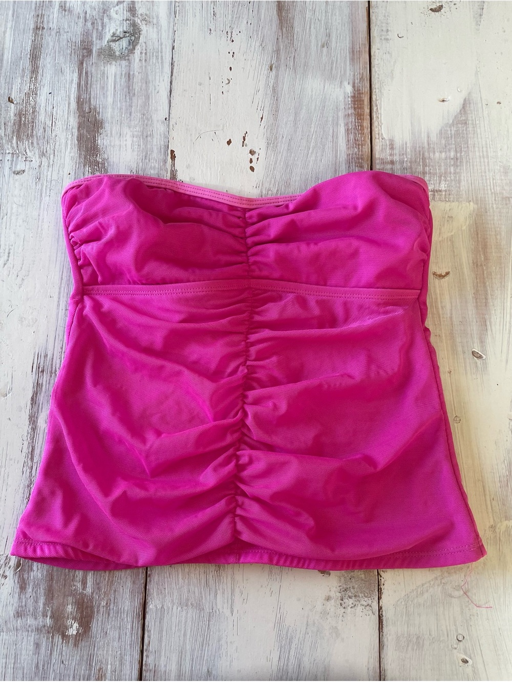 Xhilaration Hot Pink Strapless Ruched Swim Top